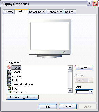 Display Properties Desktop tab screenshot